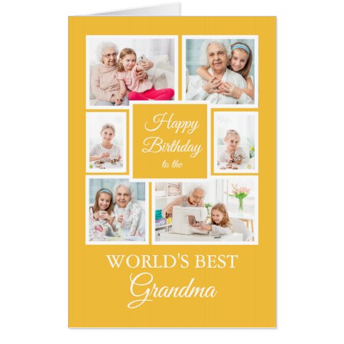 Happy Birthday Grandma Grandchildren 9 Photo  Card