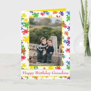 Happy Birthday Grandma Paint Splatter Photo Card