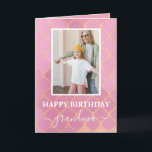 Happy Birthday Grandma Photo Card<br><div class="desc">Celebrate your grandmother's birthday in style with our elegant and glittery Card. The beautiful diamond pattern in shades of pink and gold adds a touch of luxury to your grandmother's special day. 
Customize the photo and message as you wish with the design tools.</div>