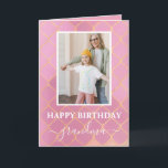 Happy Birthday Grandma Photo Card<br><div class="desc">Celebrate your grandmother's birthday in style with our elegant and glittery Card. The beautiful diamond pattern in shades of pink and gold adds a touch of luxury to your grandmother's special day. 
Customize the photo and message as you wish with the design tools.</div>