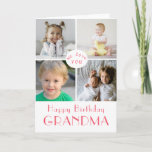 Happy Birthday Grandma Photo Collage  Card<br><div class="desc">Simple, modern design on this custom Birthday Card , featuring a 4 photo collage. Vibrant and cheerful pink typography set against a white background. Inside has been left blank for your special message This template is has been made for "Grandma" but can be customized to your needs.- "Nana", "Nonna", "Mom",...</div>