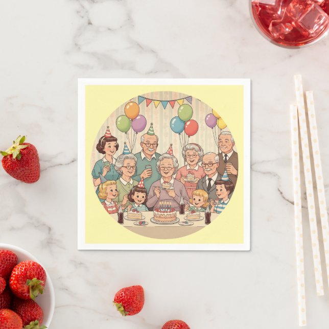 Happy Birthday Grandma Vintage Design Napkins (Insitu)