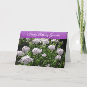 Happy Birthday Grandma White and Purple Flowers Card