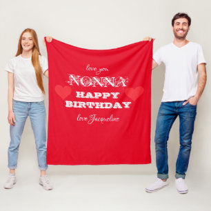 Happy Birthday Grandmother NONNA Name Cozy  Fleece Blanket
