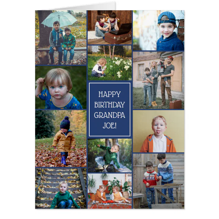 Download Happy Birthday Grandpa 12 Photo Collage Big Card Zazzle Com