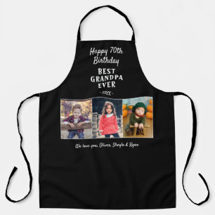 Happy Birthday Grandpa 3 Photos Black Apron