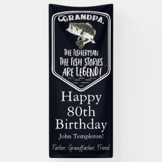 Happy Birthday Grandpa Bass Fishing Age Banner