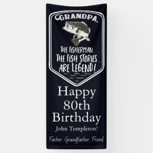 Happy Birthday Grandpa Bass Fishing Age Banner