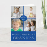 Happy Birthday Grandpa Blue Photo Collage  Card<br><div class="desc">Simple, modern design on this custom Birthday Card , featuring a 4 photo collage. Classic neutral colour scheme of blue and light gray Inside has been left blank for your special message This template is has been made for "Grandpa" but can be customized to your needs.- "Papa", "Nonno", "Dad", "Daddy"...</div>