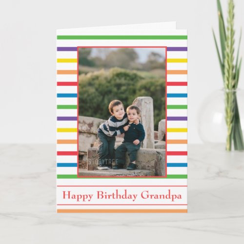 Happy birthday Grandpa colorful stripes photo  Card