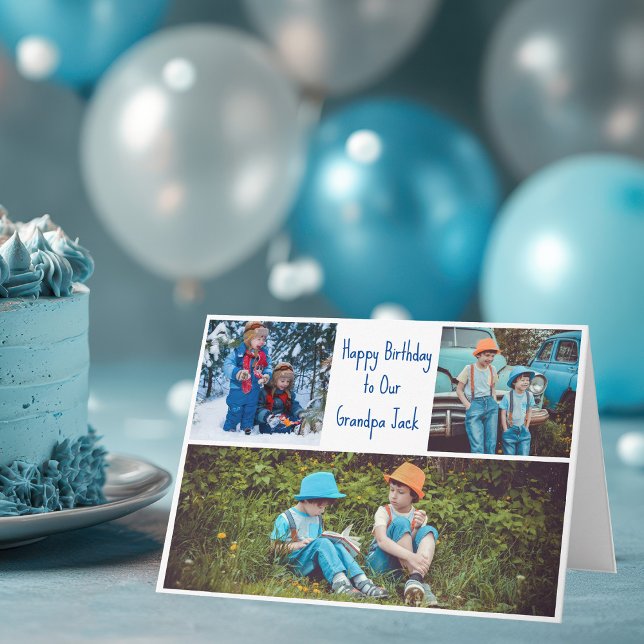 Happy Birthday Grandpa Custom Grandkids Photo Card (Creator Uploaded)