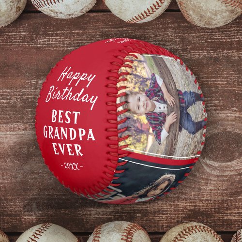 Happy Birthday Grandpa Modern 3 Photo Collage Baseball