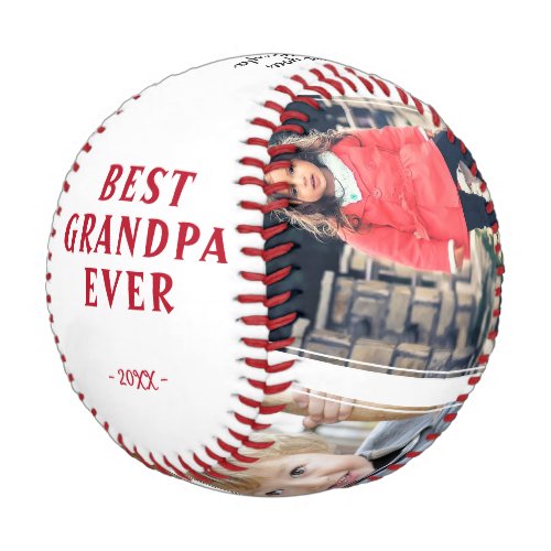 Happy Birthday Grandpa Modern 4 Photo Collage Baseball - Happy Birthday Grandpa Modern 4 Photo Collage Baseball. Make a special baseball ball for the best grandpa ever. Add your favorite 4 photos into the template and customize the text with your names. Sweet keepsake birthday gift for grandfather.