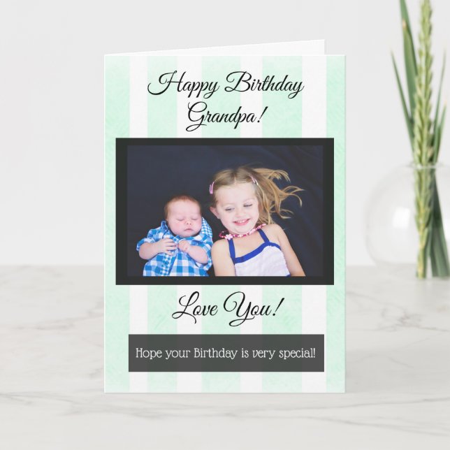 Happy Birthday Grandpa Personalized Photo Card (Front)