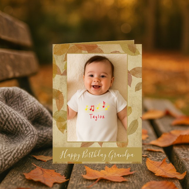 Happy Birthday Grandpa Photo Autumn theme Card (Creator Uploaded)