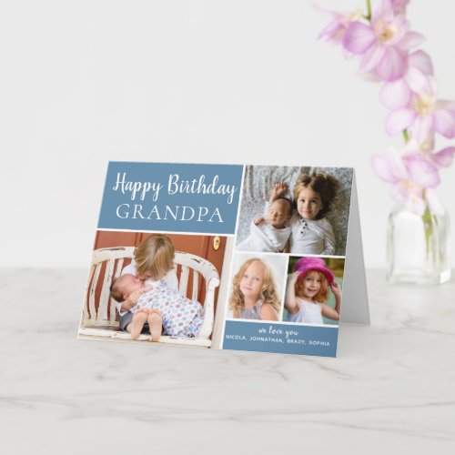 Happy Birthday Grandpa Photo Collage Blue