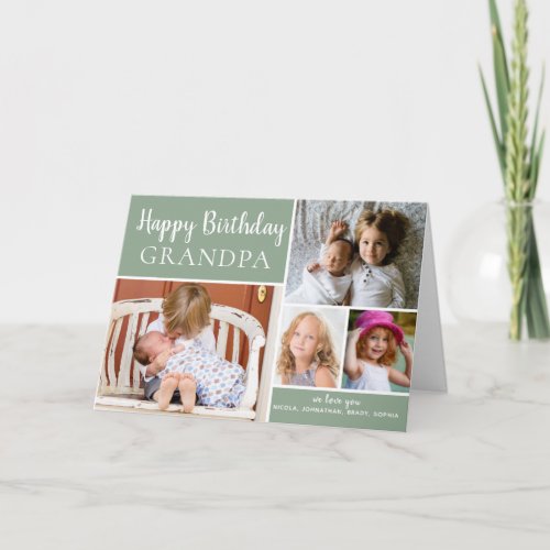 Happy Birthday Grandpa Photo Collage Green