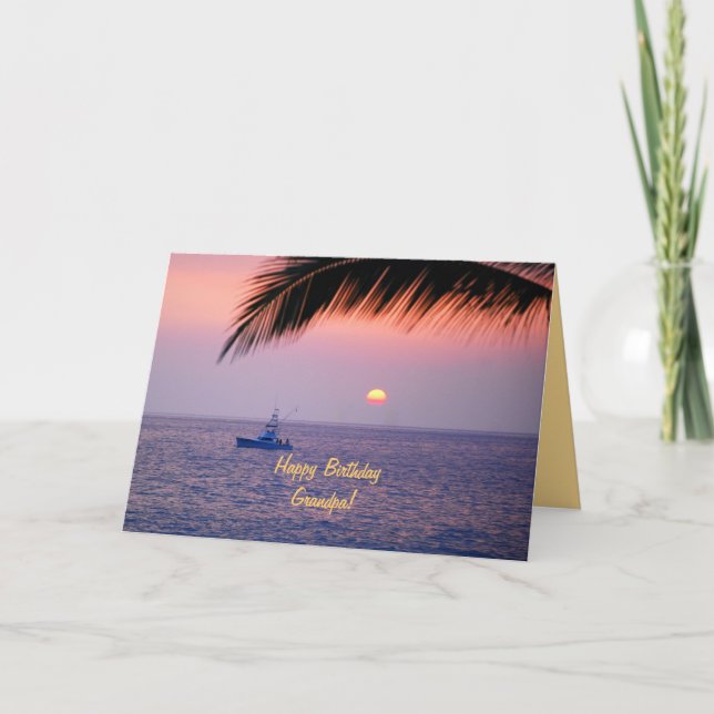 Happy Birthday Grandpa Tropical Sunset Card (Front)