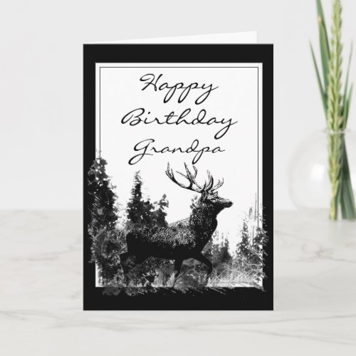 Happy Birthday Grandpa Vintage Stag, Deer Animal