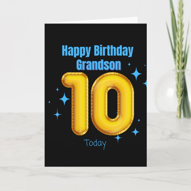 Happy Birthday Grandson - 10 Today Card (Front)
