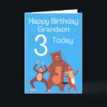 Happy Birthday Grandson - 3 Today Card<br><div class="desc">A cute birthday card for your Grandson on his special 3rd birthday.</div>