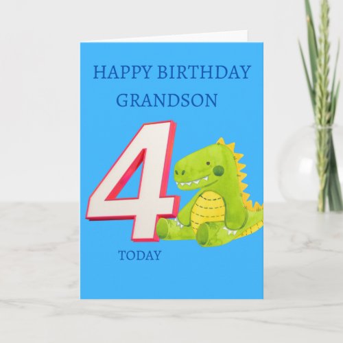 Happy Birthday Grandson _ 4 Today Card