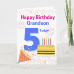 Happy Birthday Grandson - 5 Today Card<br><div class="desc">A cute 5th birthday card for your Grandson on his special day.</div>