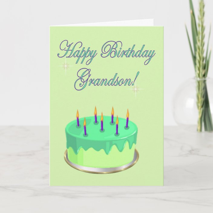 Happy Birthday Grandson Birthday cake wishes Card | Zazzle.com