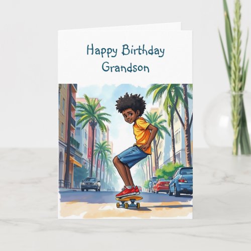 Happy Birthday Grandson |  Boy on Bike in City