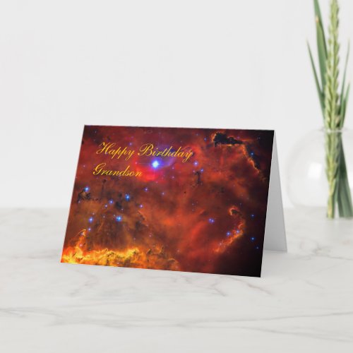 Happy Birthday Grandson Emission Nebula in Puppis Card