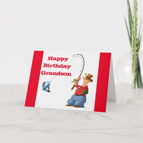 HAPPY BIRTHDAY GRANDSON FAVORITE FISHERMAN  CARD