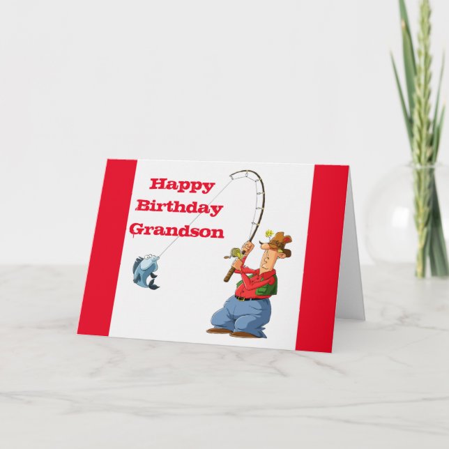 HAPPY BIRTHDAY *GRANDSON* FAVORITE FISHERMAN  CARD (Front)