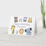 Happy Birthday Grandson Fun Cute Animals  Card<br><div class="desc">Cute Watercolor Animals for your special Grandson who has turned your world upside down with happiness</div>