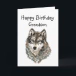 Happy Birthday Grandson, Humor Wolf, Wolves Card<br><div class="desc">Great image for  Grandson  who love wolves or animals with humorous quote about being loyal and great to howl with</div>