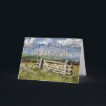 Happy Birthday Grandson, landscape with a gate Card<br><div class="desc">A stunning landscape viewed over a rustic farmer's gate. This is a superb birthday card that you can customize.</div>