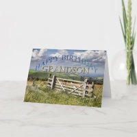 Happy Birthday Grandson, landscape with a gate