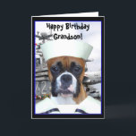 Happy Birthday Grandson Navy boxer greeting card<br><div class="desc">Happy grandson navy boxer</div>
