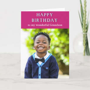 Happy Birthday grandson with message photo card