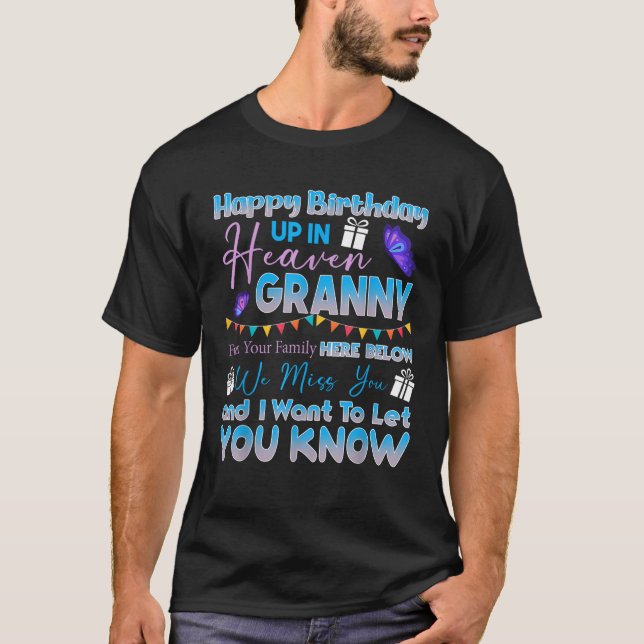 Happy Birthday Granny Angel in Heaven Memorial Rem T-Shirt (Front)