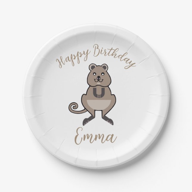 Happy birthday - Graphic QUOKKA - Nature - Party Paper Plates (Front)