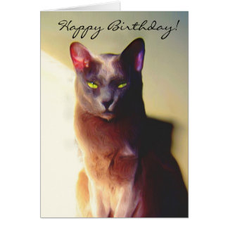 Gray Cat Happy Birthday Cards | Zazzle