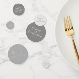 Happy Birthday gray elegant modern classic Confetti