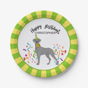 Happy Birthday Great Dane Dog Party Paper Plates