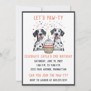 Happy Birthday Great Dane Dogs Cupcake Invitation