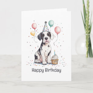 Happy Birthday Great Dane Puppy Cupcake Card