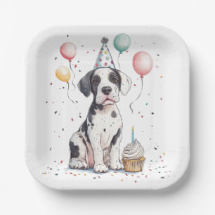Happy Birthday Great Dane Puppy Cupcake Paper Plates