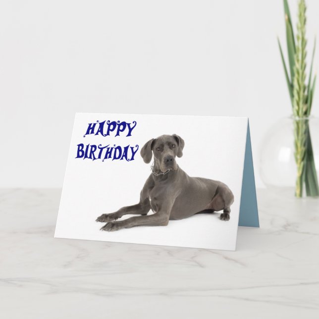 Happy Birthday Great Dane Puppy Dog Card - Verse (Front)