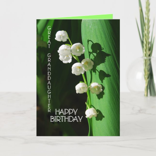 Happy Birthday Great Granddaughter Lily of the Val Card (Front)