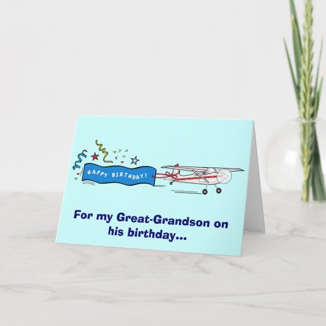Happy Birthday Great-Grandson Airplane Card (Front)