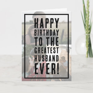 Happy Birthday Greatest Husband Photo Collage Card